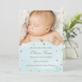 Goldfolie und Blaue Wasserfarbe Geburtshinweise Ankündigung (Stehend Vorderseite)