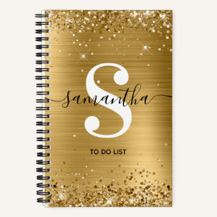 Goldfolie und Glitter-Monogramm To-Do-Liste Notizblock