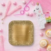 Goldfolie und Glitzer Girly Glam Pappteller (Party)