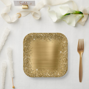 Goldfolie und Glitzer Girly Glam Pappteller