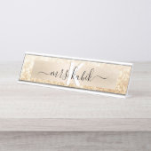 Goldfolie und Glitzer Lehrer Schreibtisch Namenssc Schreibtischnamensplakette (Vorderseite )