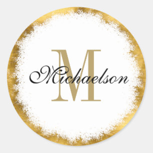 Goldfolie und Goldmonogramm Runder Aufkleber