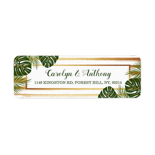 Goldfolie und Grüner Palmblätterstrand Hochzeit (Vorne)