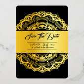 Goldfolie und Schwarz Luxus Einladungs-Kartendesig Folieneinladung (Rückseite)