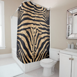 Goldfolie und schwarzer Zebra-Druck-Duschvorhang Duschvorhang
