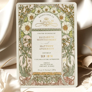 Goldfolie Vintage Hochzeits Einladungen Art Nouvea