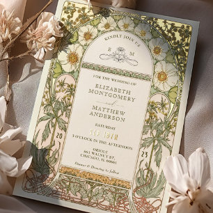 Goldfolie Vintage Hochzeits Einladungen Art Nouvea