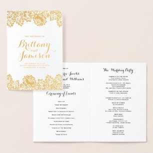 Goldfolie Vintage-Spitze Elegantes Hochzeitsprogra Folienkarte