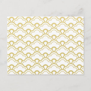 Goldfolie Weiße skallopierte Muscheln Muster Postkarte