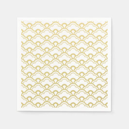 Goldfolie Weiße skallopierte Muscheln Muster Serviette