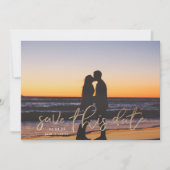 Goldfolie Weißes Foto Kalligrafie Save the Date (Vorderseite)