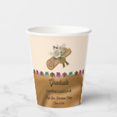 Goldfolie, White English Rose Abschluss 2025 Pappbecher (Rückseite)