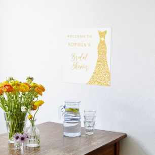 Goldfolie Willkommen zum Bridal Shower von  Foliendrucke
