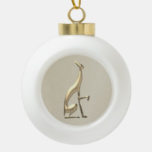 Goldfolie Windhund Hund einfach elegant klassisch Keramik Kugel-Ornament