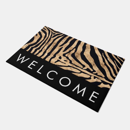 Goldfolie Zebra Print Welcome Mat Fußmatte (Schrägansicht)