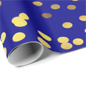 Goldfolieconfetti-Blau Geschenkpapier (Rolleneckpunkt)