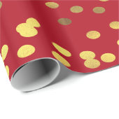 Goldfolieconfetti-Rot Geschenkpapier (Rolleneckpunkt)