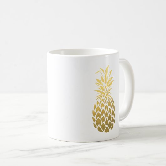 Goldfolien-Ananas-Kaffee-Tasse Kaffeetasse (VorderseiteRechts)