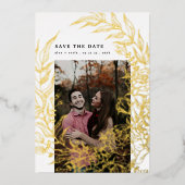 Goldfolien-Blume-Kranz Save the Date Folieneinladung (Vorderseite)
