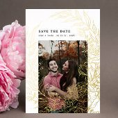 Goldfolien-Blume-Kranz Save the Date Folieneinladung