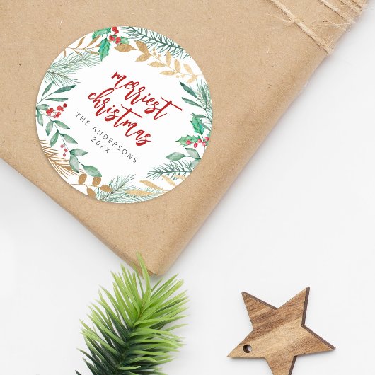 Goldfolien-Branchen Wasserfarben Weihnachtsbrand Runder Aufkleber