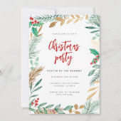 Goldfolien-Branchen Wasserfarben Weihnachtsgebäck Einladung (Vorderseite)