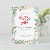 Goldfolien-Branchen Wasserfarben Weihnachtsgebäck Einladung (Stehend Vorderseite)