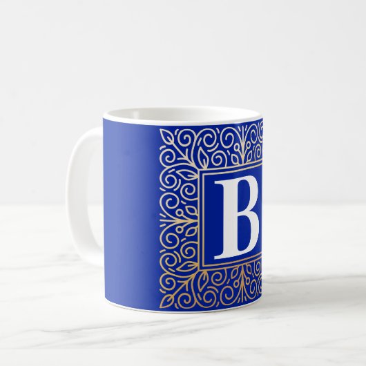 Goldfolien-Effekt-Monogramm-Tasse Kaffeetasse (Vorderseite Links)
