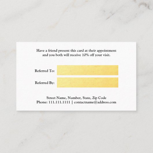 Goldfolien-Empfehlungs-Karte Empfehlungskarte (Rückseite)