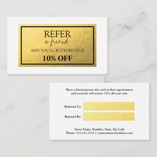 Goldfolien-Empfehlungs-Karte Empfehlungskarte (Vorne/Hinten)