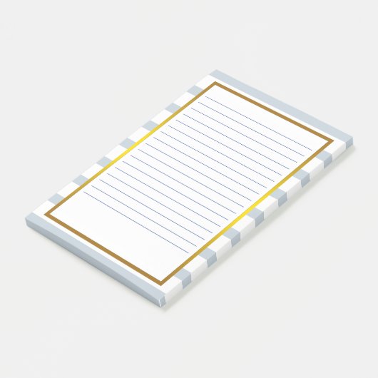 Goldfolien-grauer Streifen-weiße gezeichnete Post-it Klebezettel (angewinkelt)