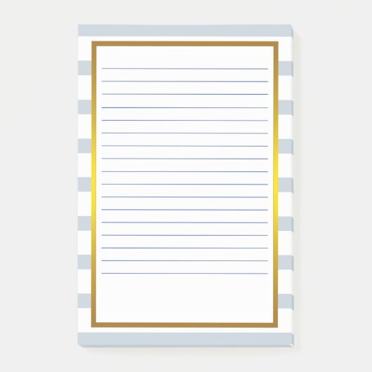 Goldfolien-grauer Streifen-weiße gezeichnete Post-it Klebezettel (Vorderseite)