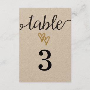 Goldfolien-Herzen Kraftpapier Hochzeit Tischnummer