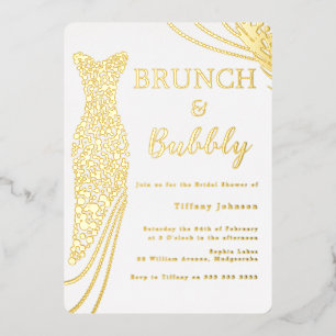 Goldfolien-Kleid Brautparty Brunch & Bubbly Folieneinladung
