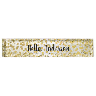 Goldfolien-Konfetti modern schick Glitter Glam tre Namensplakette