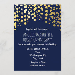 Goldfolien-Konfetti Navy Blau Hochzeitseinladung Einladung