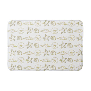 Goldfolien-Look Muscheln Schick Strand Elegant Wei Badematte