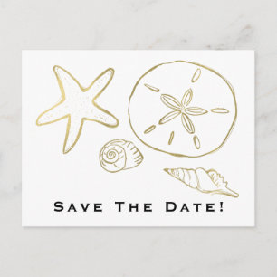 Goldfolien-Look Muscheln Schicke Strand Save-the-D Postkarte