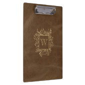Goldfolien-Monogramm Braunes Imitat Leder Klemmbrett (Rechts)