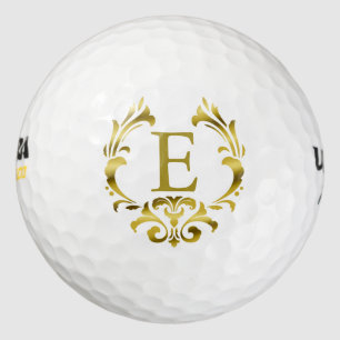 Goldfolien-Monogramm-Emblem Golfball