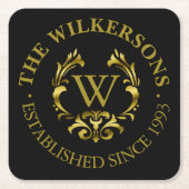 Goldfolien-Monogramm-Emblem | wählen Ihre Farbe Rechteckiger Pappuntersetzer (Vorderseite)