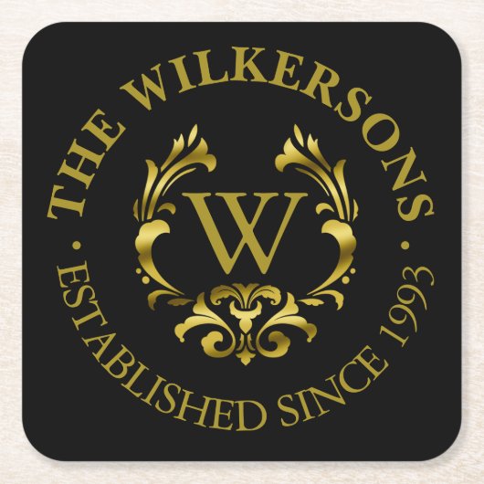 Goldfolien-Monogramm-Emblem | wählen Ihre Farbe Rechteckiger Pappuntersetzer (Vorderseite)