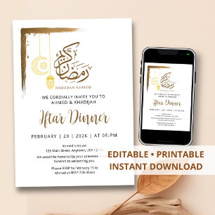 Goldfolien-Pinsel Ramadan-Iftar-Dinner-Einladung Einladung