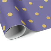 Goldfolien-Polka-Punkt-modernes dunkles lila Geschenkpapier (Rolleneckpunkt)