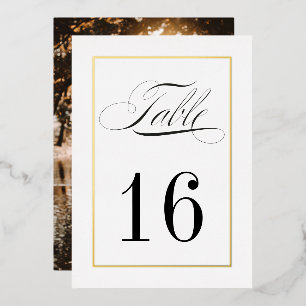 Goldfolien-Rand Hochzeit-Tischnummern Foto Folieneinladung