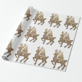 Goldfolien-Rentier mit Weihnachtsbaum  Geschenkpapier (Ungerollt)