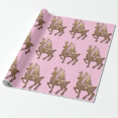 Goldfolien-Rentier mit Weihnachtsbaum  Geschenkpapier (Ungerollt)