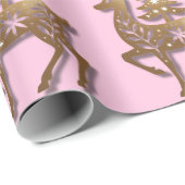 Goldfolien-Rentier mit Weihnachtsbaum  Geschenkpapier (Rolleneckpunkt)