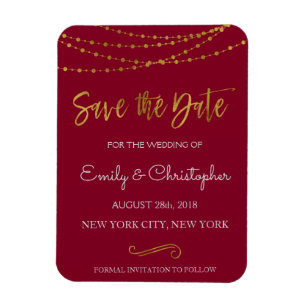 Goldfolien-Schnur-Lichter und Skript Save the Date Magnet