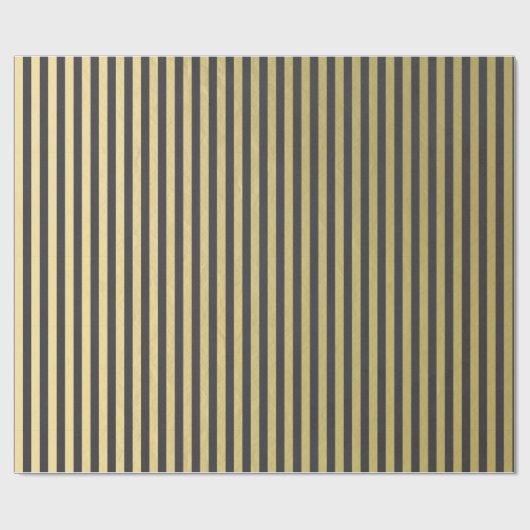 Goldfolien-Schwarzes Stripes Muster Geschenkpapier (Flach)